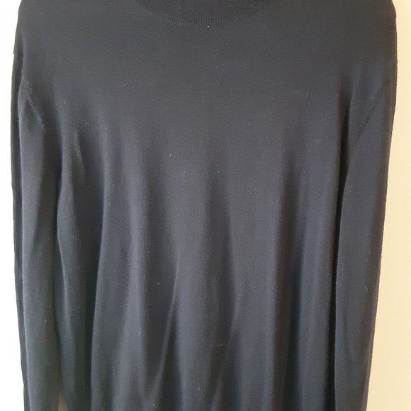 Black Brown 1826  Men's Navy Blue Mock Neck 100% Merino Wool Sweater Size XL - Picture 3 of 15